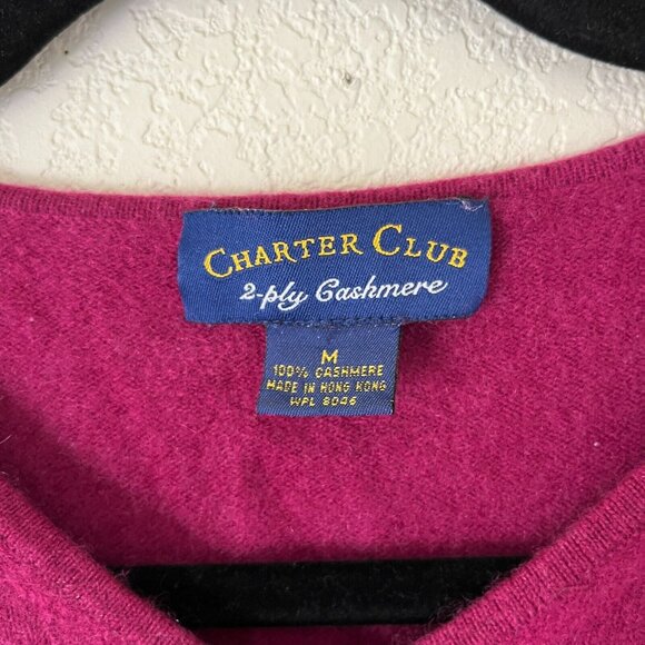 Charter Club Womens Medium Red Cozy 2-Ply Cashmere Knit V-Neck Sweater Pullover - Picture 3 of 6
